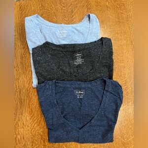 LL Bean V-Neck T-Shirts, Bundle of 3
